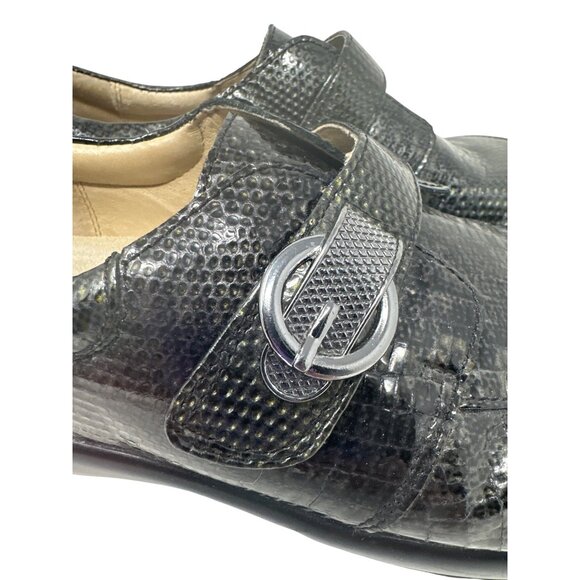 Alegria Womens Black Snake Embossed Leather Slip-On Loafers Size 39 US 9 - Picture 3 of 14